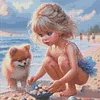 Diamond Painting-DIY Full Round Drill Beach Girl(40*40 CM)