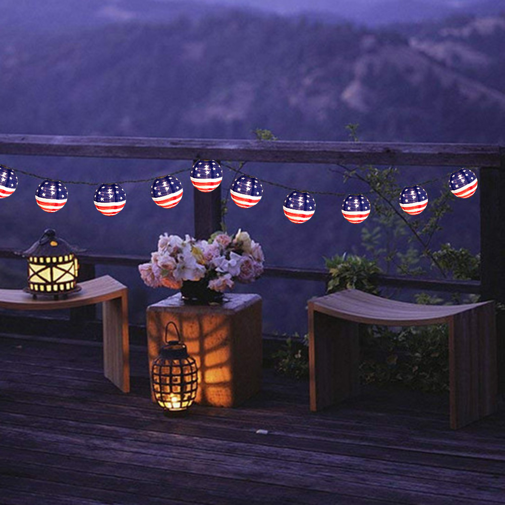 

LED String Lights USA Flag Waterproof Lantern Lamp Independence Day Decor, White light, 501 Original