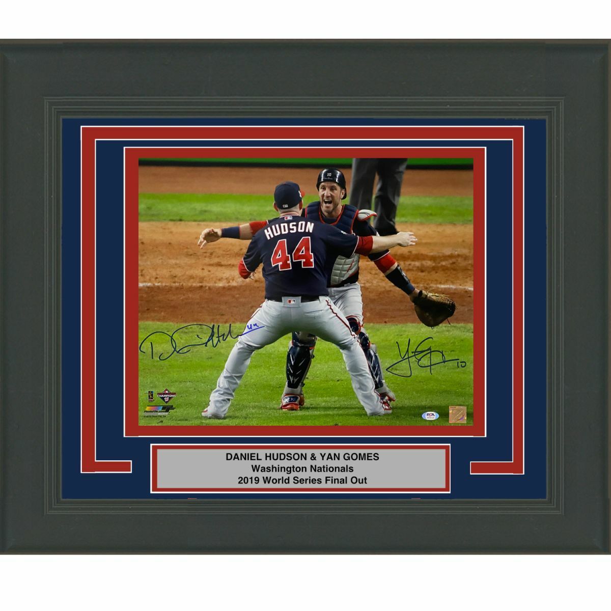 FRAMED Autographed/Signed DANIEL HUDSON YAN GOMES 2019 WS 16x20 Photo Poster painting PSA COA