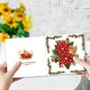 6Pcs Christmas Red Flower DIY Diamond Painting Card for Friends Family Gift