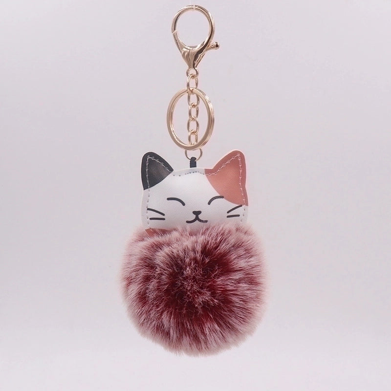 Cute Cat Alloy Plush Unisex Bag Pendant Keychain 1 Piece