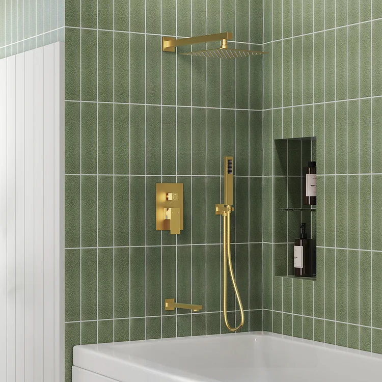 M6603GNI-B10BL 10 in. Rain Shower Head System Shower Faucet Combo Set with Bathtub Spout and Handheld Sprayer
