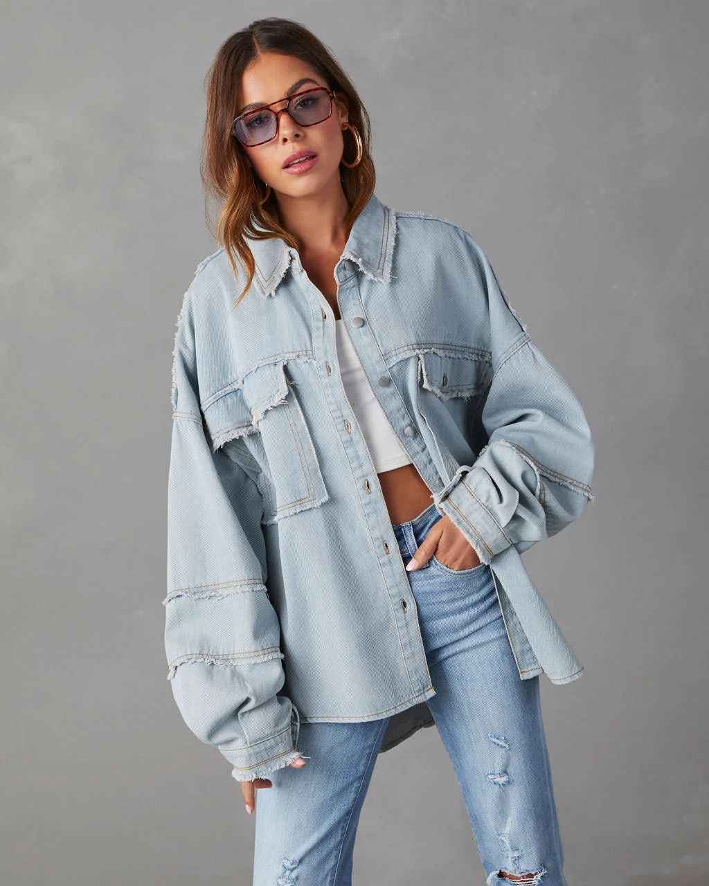 Women's Casual Denim Jacket 2023 Autumn New Washed Solid Color Mid-length Jacket