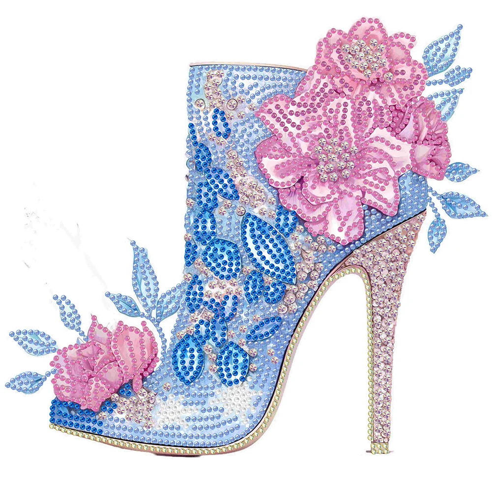 Diamond Painting - Partial Special Shaped Drill - Pink Blue High Heels(Canvas|30*30cm)