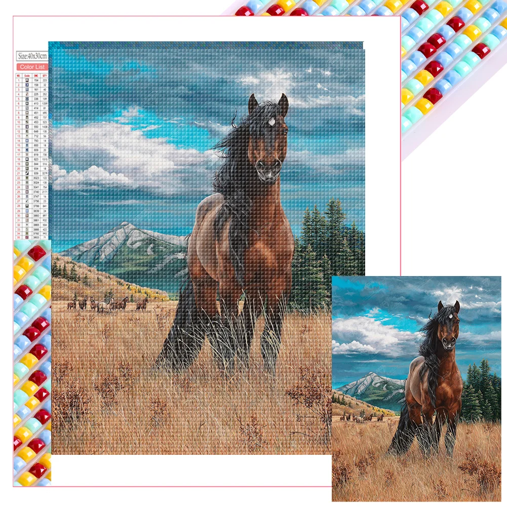 Full Square Diamond Painting - Horse(Canvas|35*45cm)