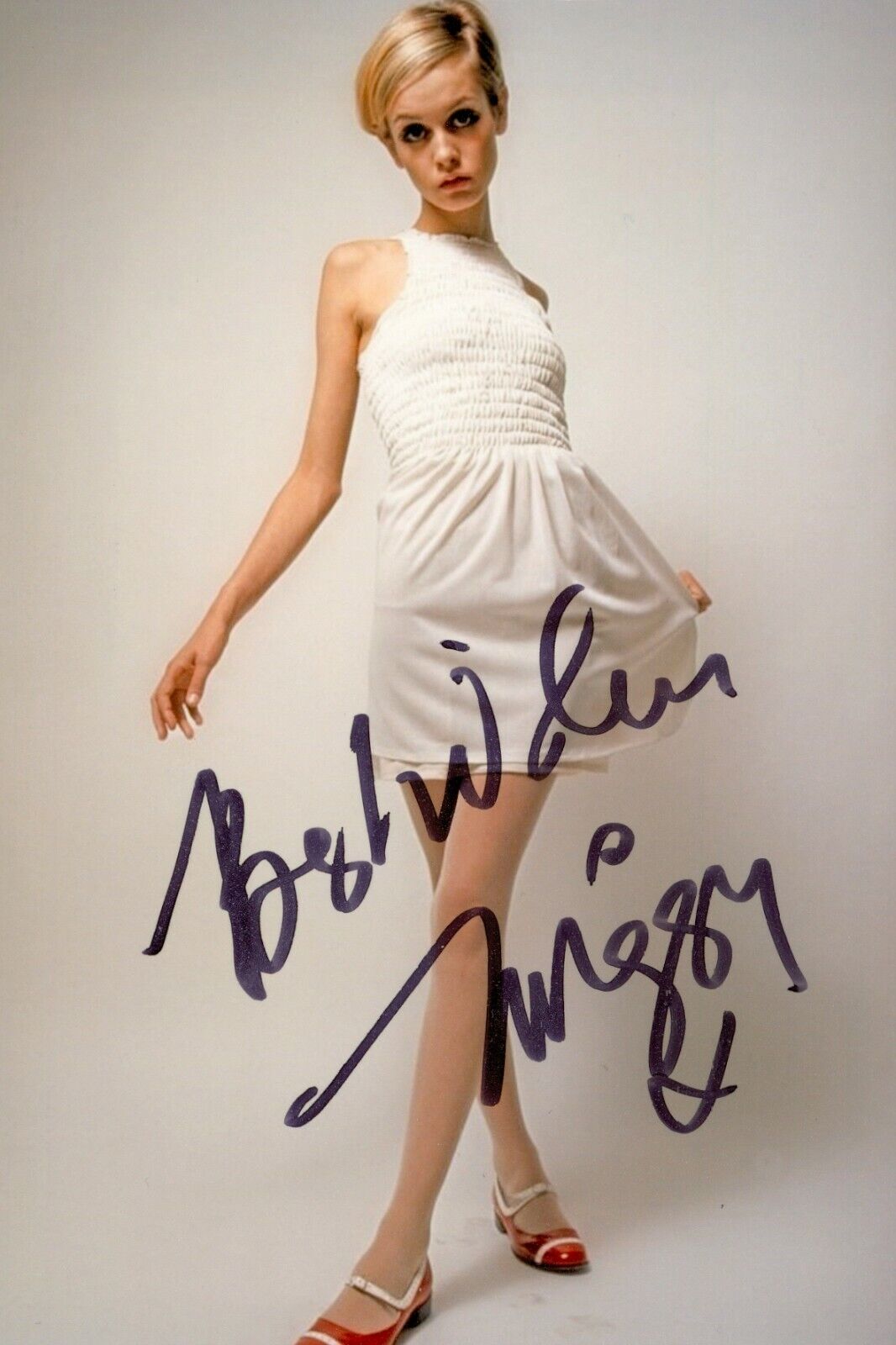 Twiggy Lawson Signed 6x4 Photo Poster painting 6Os Model Glamour Girl Autograph Memorabilia +COA