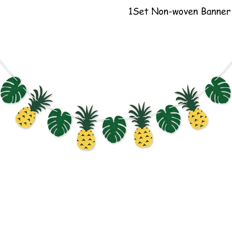 Hawaiian Party Decorations Palm Leaves Bunting Banner Luau Flamingo Summer Tropical Party Decoration Jungle Safari Party Ballons