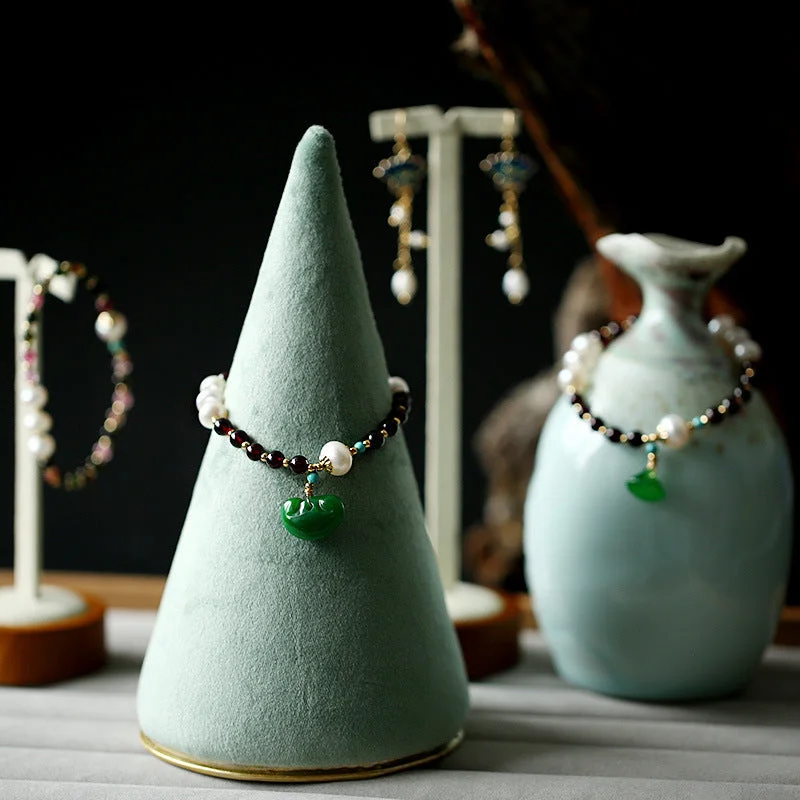 Pearl Garnet Charm Bracelet