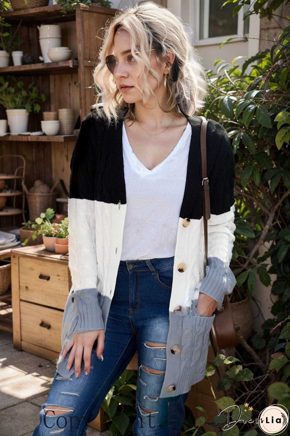 cozy cable knit button front long sleeve cardigan