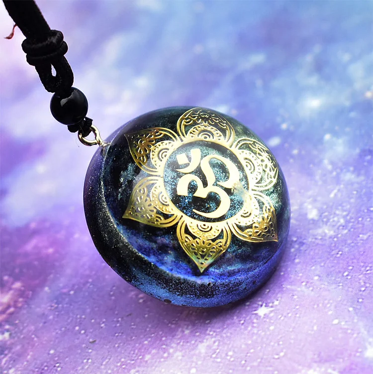 Lapis Lazuli OM Lotus Symbol Necklace