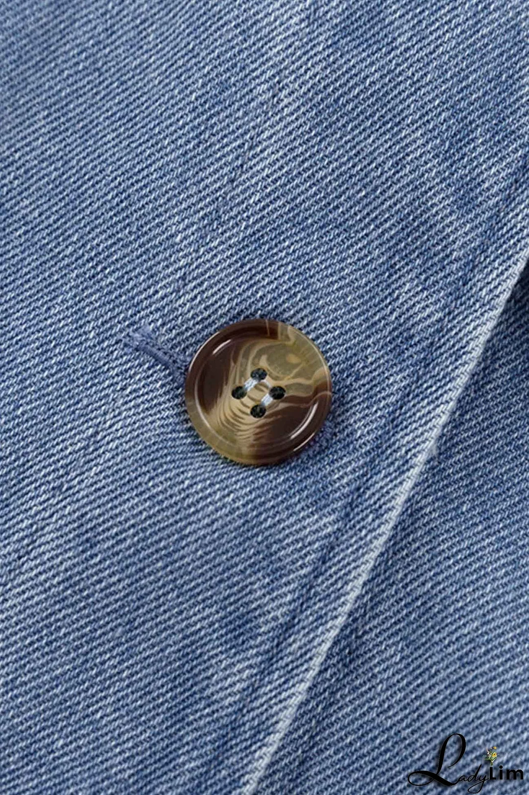 V Neck Button Front Lace Up Denim Dress