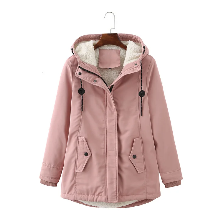 Women's Warm Fleece Coat Jacket With Hoode Thickend Coat Jacket for Ladies