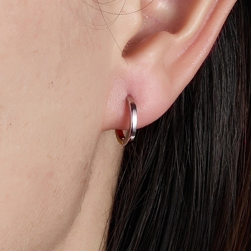 1 Pair 925 Sterling Silver Geometric Hoop Earrings