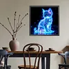 G&eacute;om&eacute;trie particule fluorescente chat-rond foret peinture diamant-40*40cm