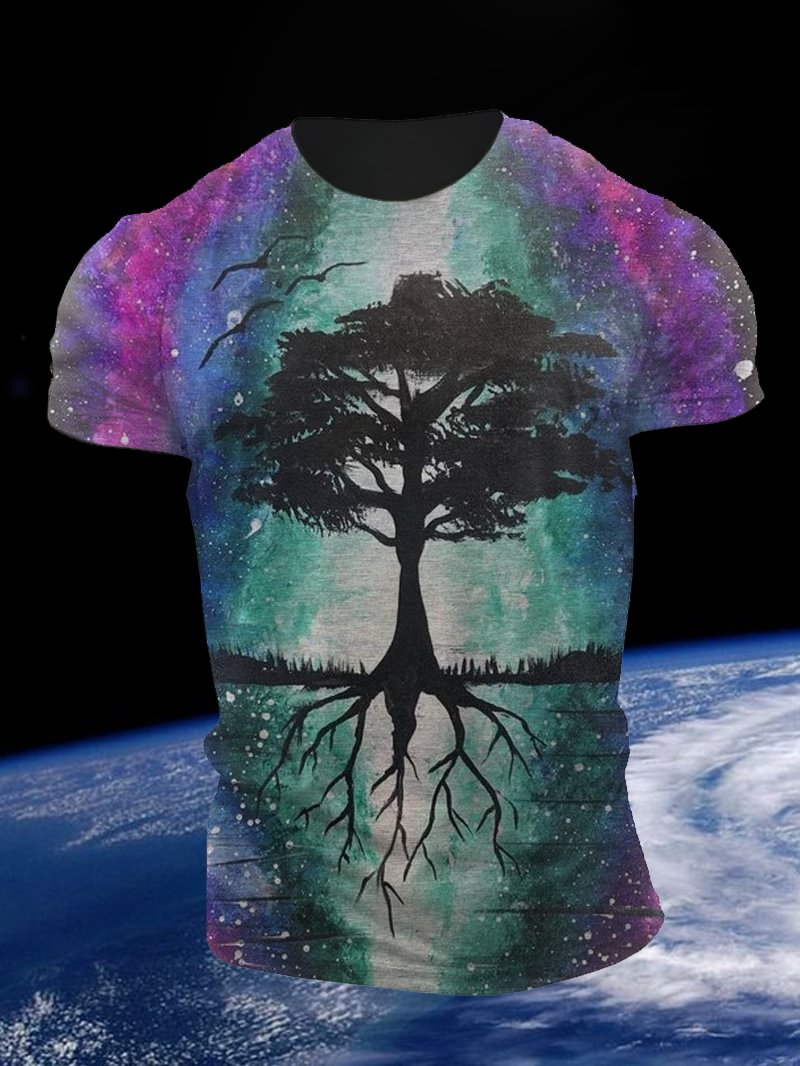 Starry Sky Tree Printed Men's T-Shirt in  mildstyles