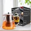 PARACITY Glass Teapot 44oz Borosilicate Clear Tea Kettle with Removable Stainless Steel Infuser