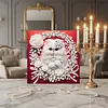 Kit de peinture en perles en forme sp&eacute;ciale pour chat blanc DIY avec un cadre 25x25cm