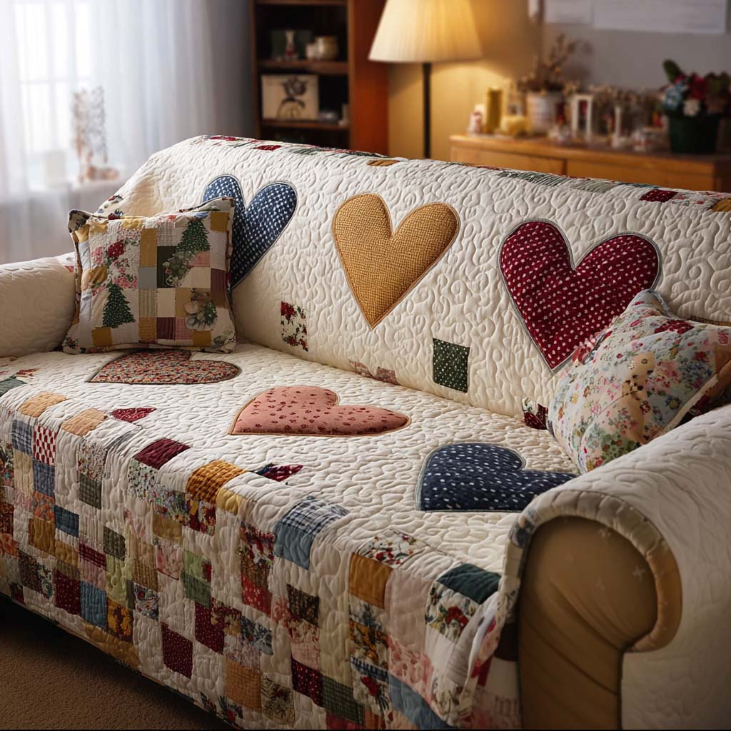 Heart Breeze Quilted Sofa Cover NCU0NT11521 everthome
