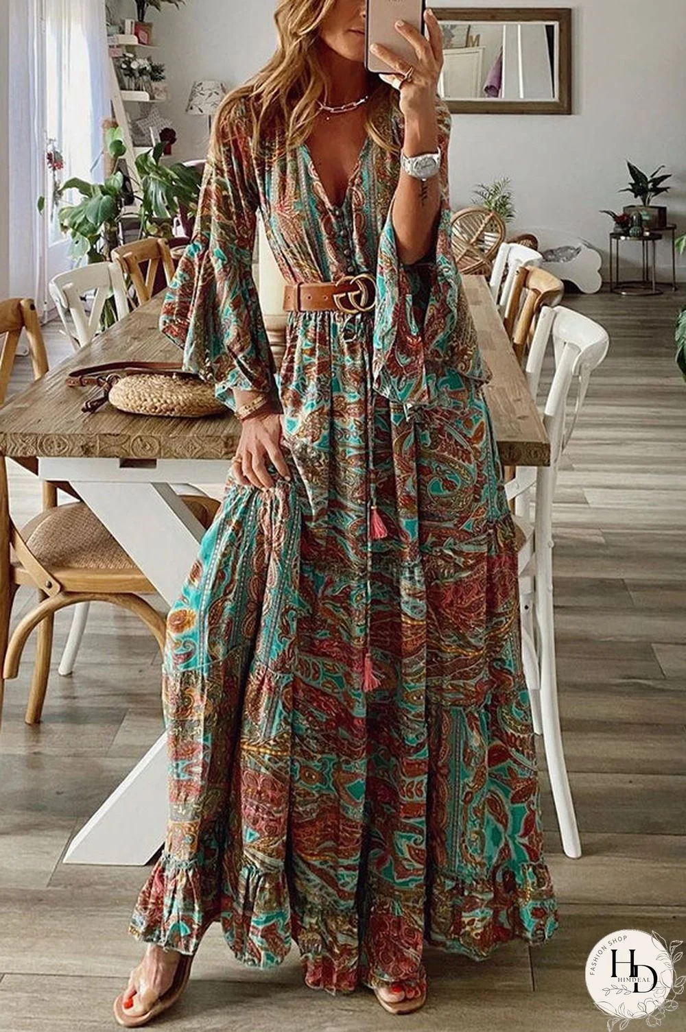 Down The West Coast Bohemia Print Maxi Dress