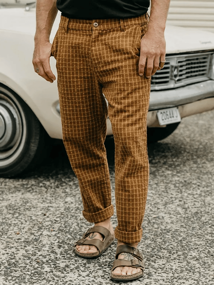 Men's Retro Check Casual Pants