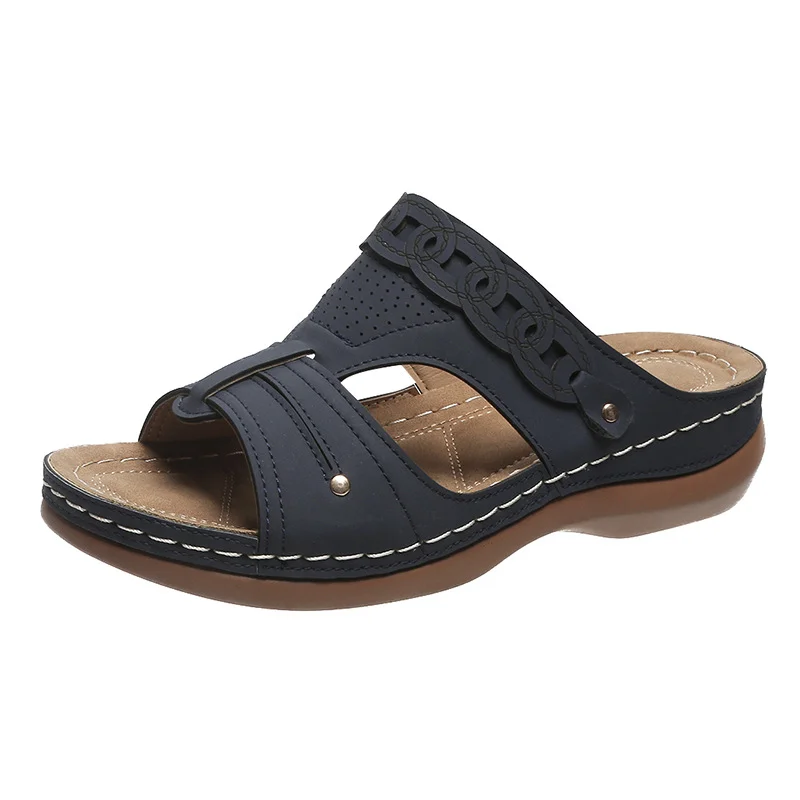 Yyvonne Women's Shoes And Slippers Wear 2025 Summer New Wish Fashion Round Head Comfortable Cool Stepping Line Casual Toe