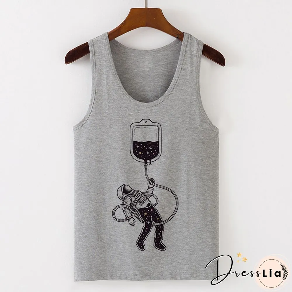 Womens Sexy Vest Tank Tops T-Shirt Summer Camisole Universe Print Fashion Streetwear