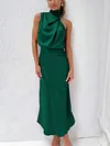Women's Silk Turtleneck Sleeveless Midi Dress For Party