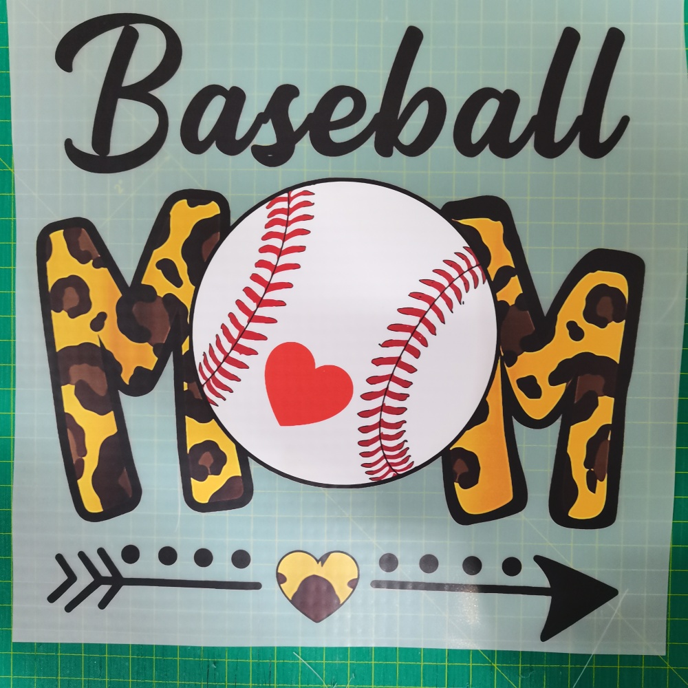 Stock dtf print heat transfer baseball mom design iron on appliques for t shirt