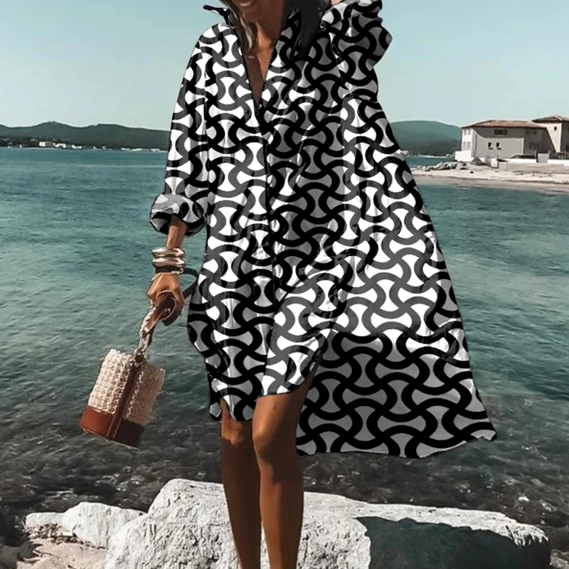 Geometric Print Midi Dress