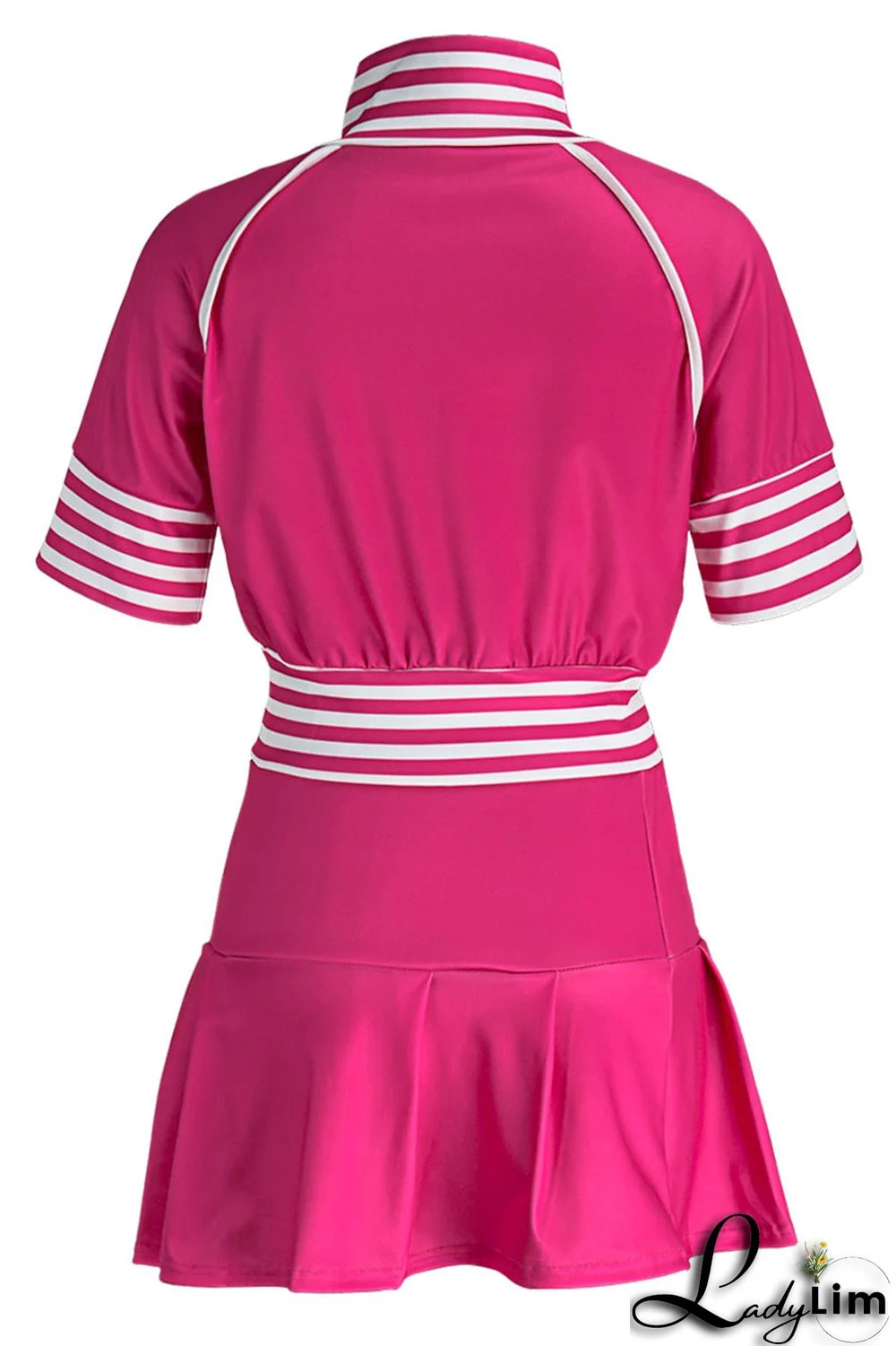 Blue Casual Street Print Split Joint Zipper Collar Short Sleeve Two Pieces