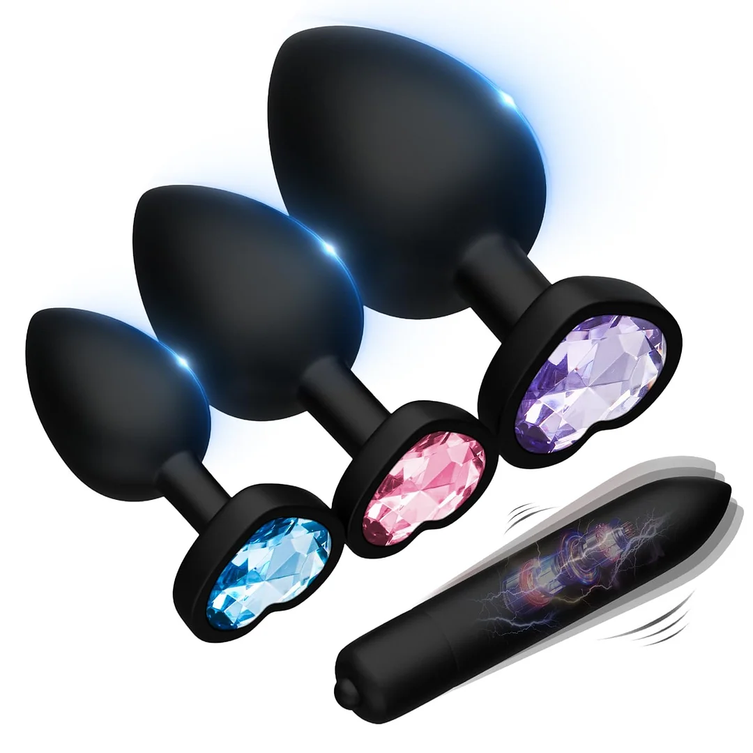 Silicone Butt Plug Set With Bullet Vibrator Sex Toys