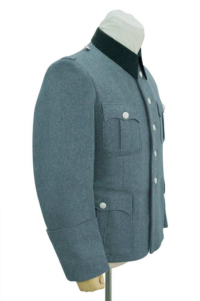   Polizei German General Officer Wool Service Tunic Jacket With Deep Green Collar 5 Buttons German-Uniform