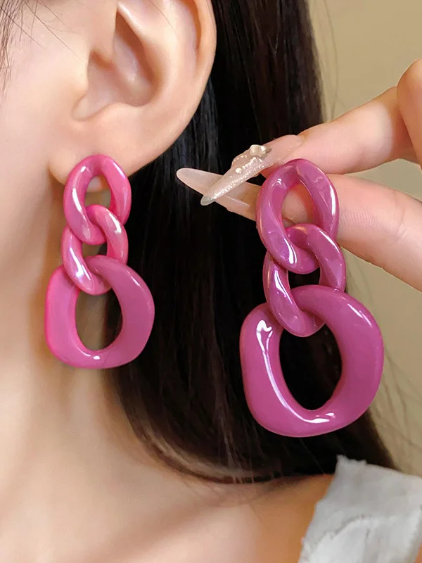 Solid Color Geometric Drop Earrings