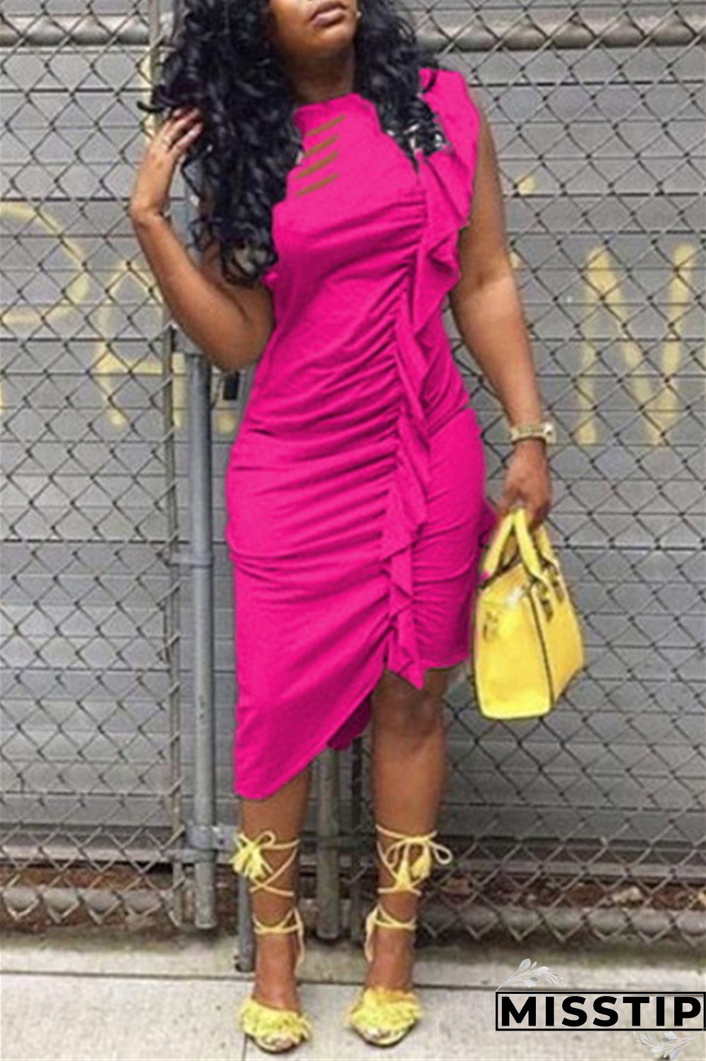 Gold Fashion Sexy Sleeveless Irregular Dress