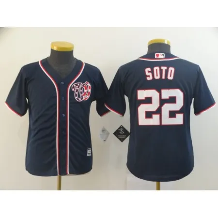 Youth Washington Nationals  #22 Juan Soto Navy Cool Base Stitched MLB Jersey