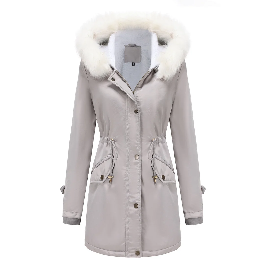PASUXI Wholesale 2024 High Quality Simple Girls Coats Stylish Design Parka Winter Overcoat Detachable Fur Collar Fleece Jacket