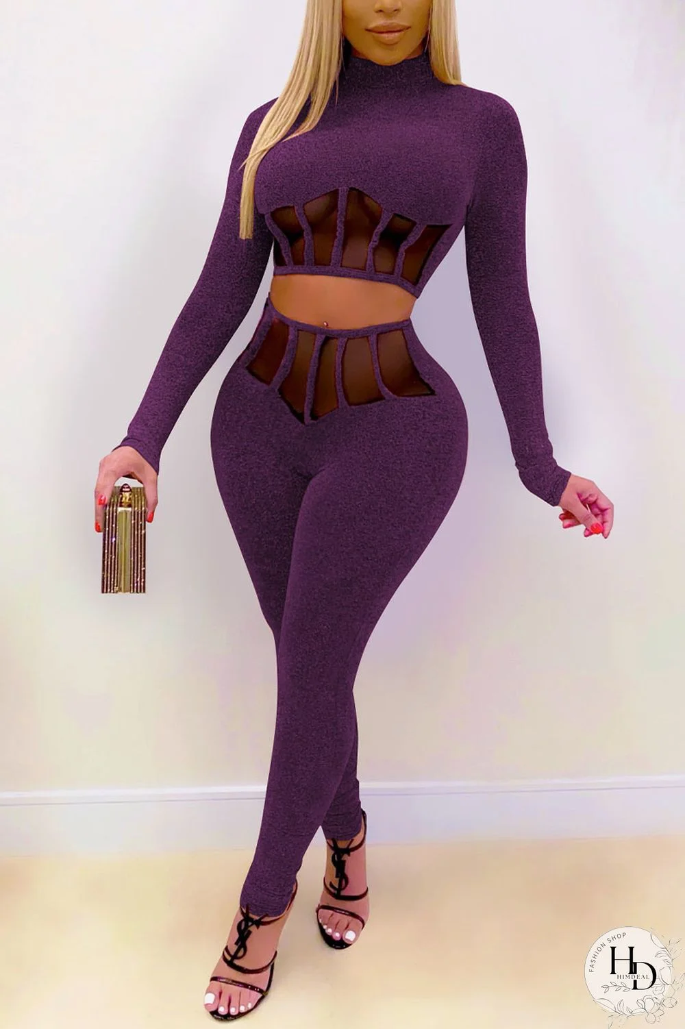 Red Sexy Solid Split Joint O Neck Long Sleeve Two Pieces