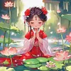 Lotus Fairy-11CT Stamped Cross Stitch 50*50cm/19.69*19.69in