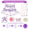 Birthday Decorations, NO DIY, Pre-Strung Happy Birthday Banner with Honeycomb Balls, Hanging Swirls, Circle Dots Garland, Happy Birthday Party Decorations for Women Men Boys Girls (Purple)