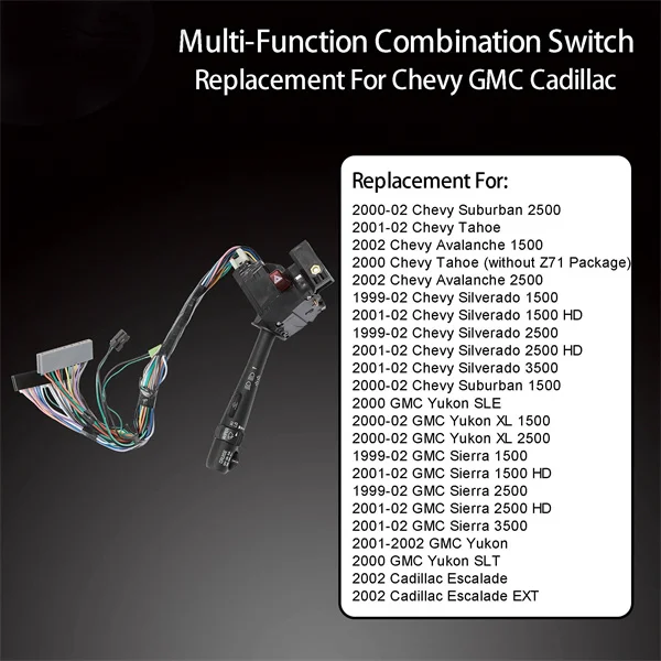 Garlaven Combination Switch for 1999-2002 Chevy Silverado, GMC Yukon & More 26100839, 3441937, Multi-Function