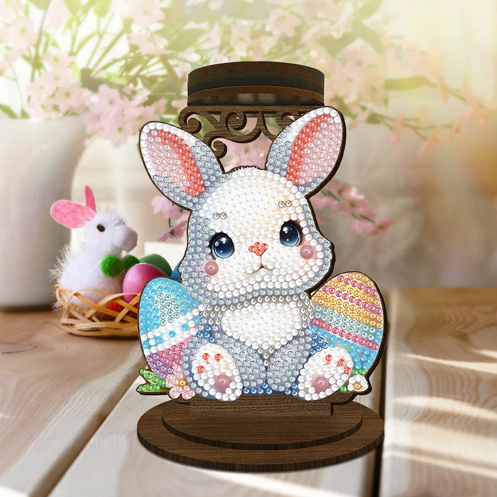 Easter Egg Bunny 5D DIY Diamond Painting Candle Holder Ornaments for Art Crafts