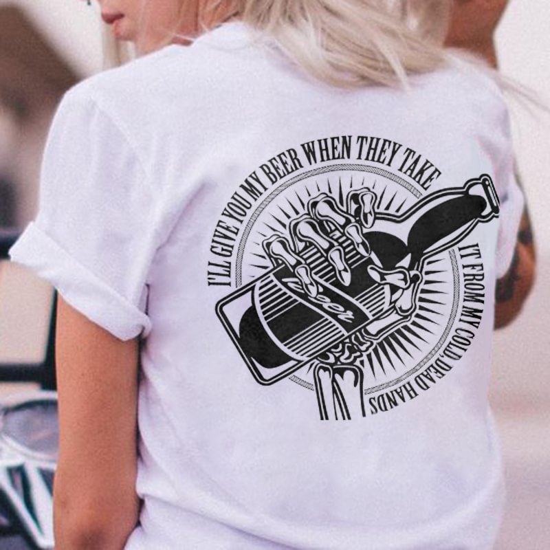 Holding Beer Printed Women's T-shirt Designer