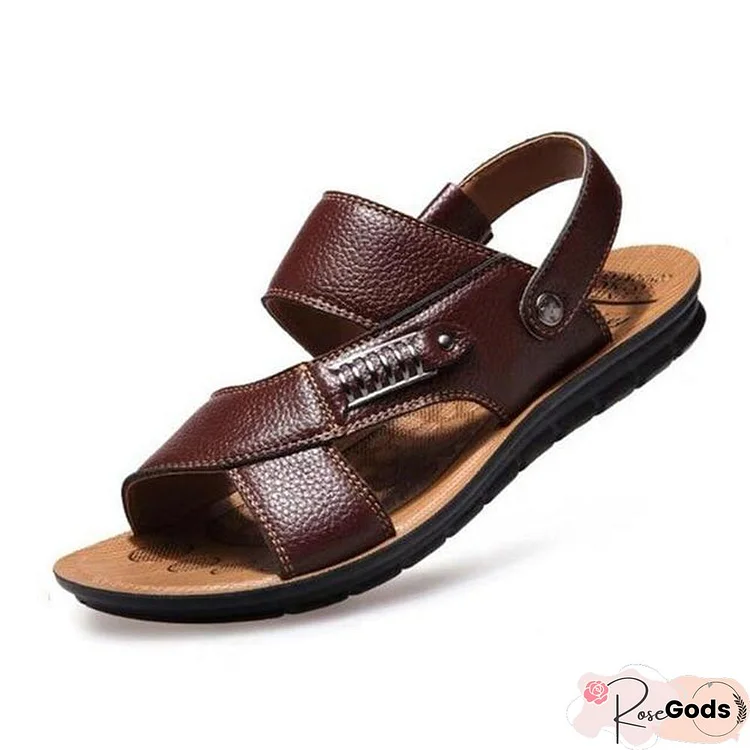 Men Genuine Leather Roman Sandals Male Casual Shoes Flip Flops Fashion Outdoor Slippers Shoes