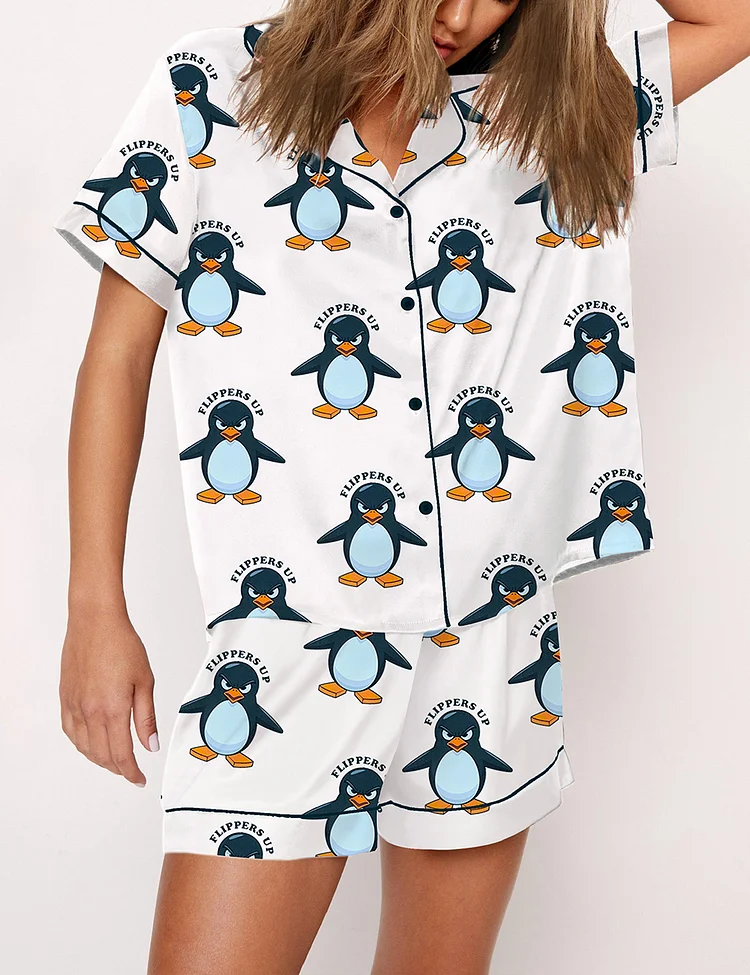 Women's Resist Penguin Activism Flippers Up Pajama Set