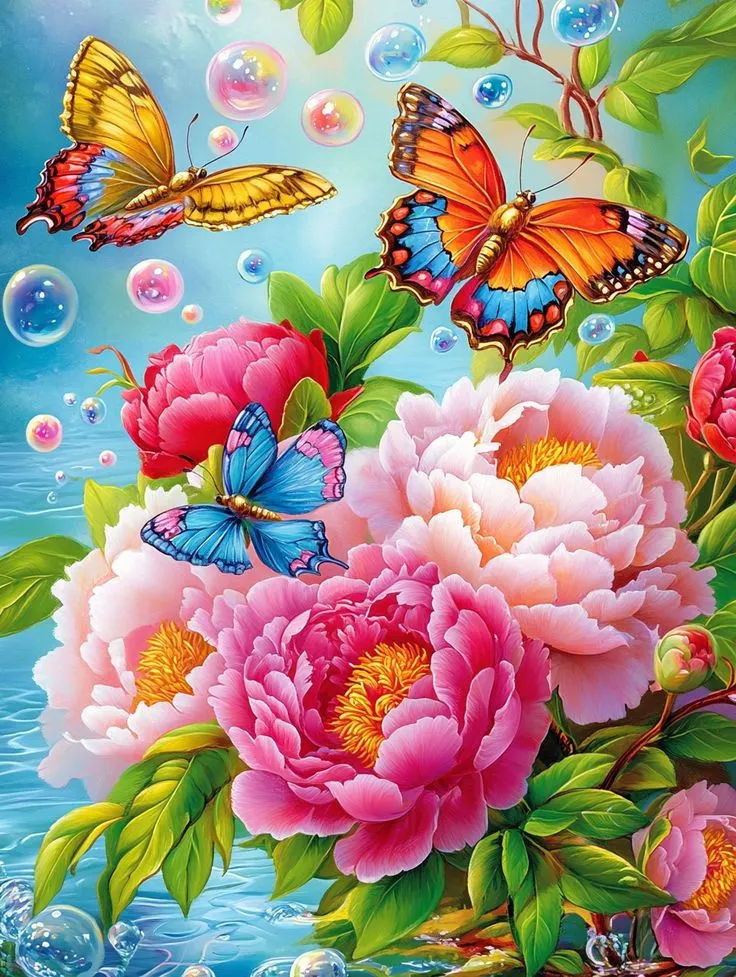 DIY Painting By Numbers | Flower And Butterfly - 40*50cm
