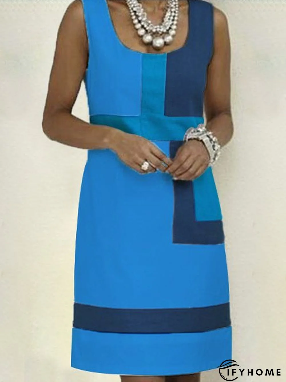 Shift Geometric Sleeveless Weaving Dress | IFYHOME