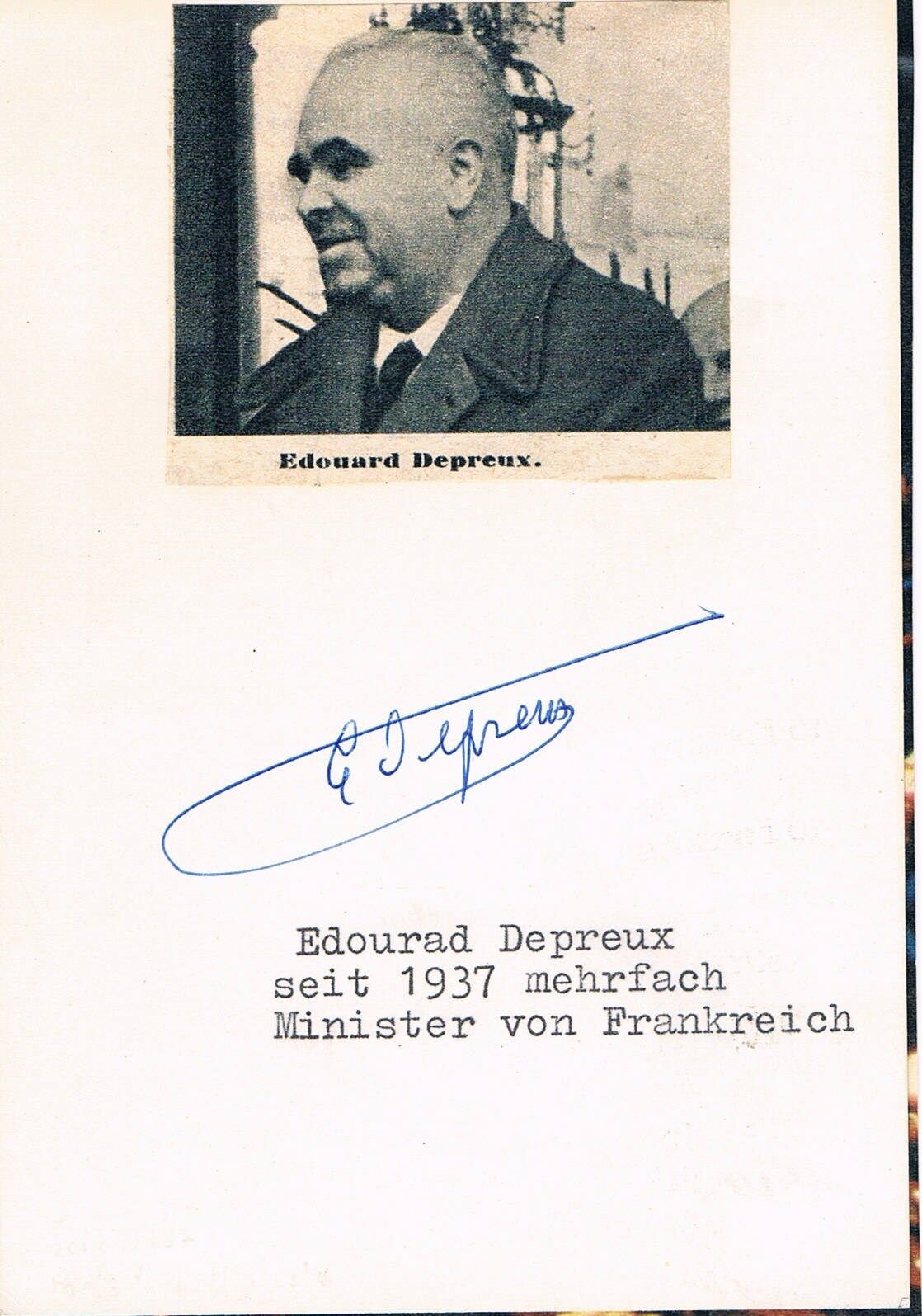 France édouard Depreux 1898-1981 autograph signed 4x6