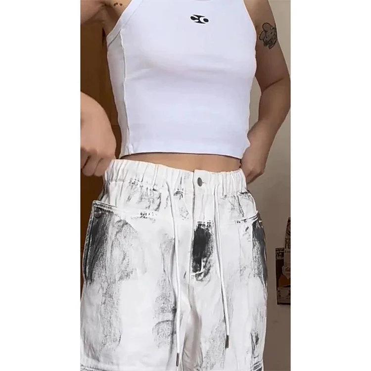 White Gothic Cargo Denim Pant