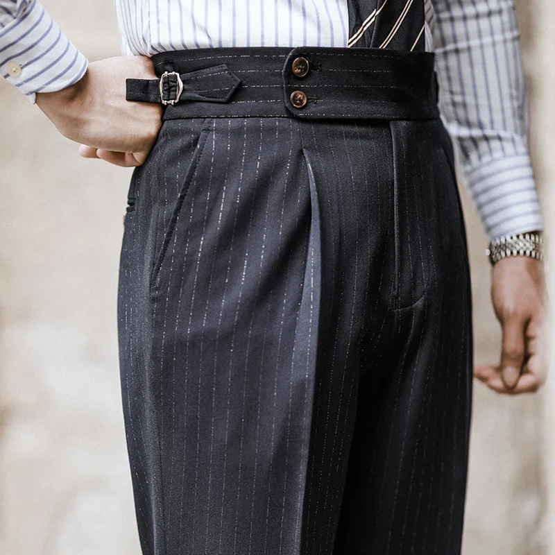Vintage Neapolitan Straight Striped Gentleman Pants