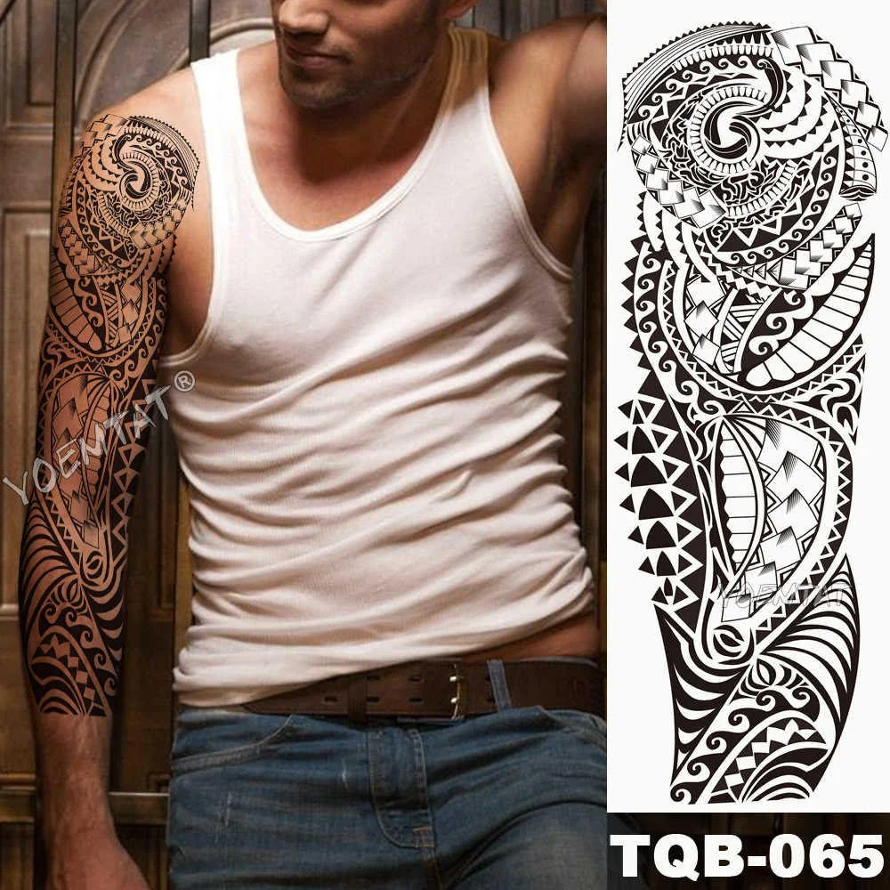 Sdrawing Arm Sleeve Tattoo Lion Crown King Rose Waterproof Temporary Tattoo Sticker Wild Wolf Tiger Men Full Skull Totem Tattoo